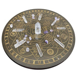 Wooden Seven Chakra Crystal Energy Disk Oak Carved Witch Divination  Altar Astrolabe Props