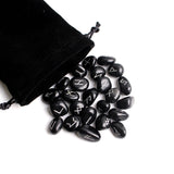 25Pcs Natural Carved Black Obsidian Crystal Runes Stone Tumbled Divination Fortune-telling Healing Meditation Gift Collection