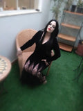 M-3XL Morticia Addams Costume Cosplay Halloween Sexy Gothic Wicked Witch Horror Maxi Lace Floor Dress Mermaid Outfit For Women