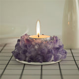 Amethyst Cluster Candle Holders Candlesticks Stones Crystals Quartz