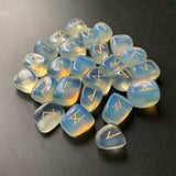 White Opalite Opal Rune Stone Runes Amulet Divination Crystal