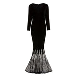 M-3XL Morticia Addams Costume Cosplay Halloween Sexy Gothic Wicked Witch Horror Maxi Lace Floor Dress Mermaid Outfit For Women