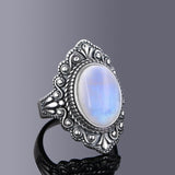 Vintage Oval Natural Labradorite Rings For Women Silver Ring Jewelry Finger Ring Gemstone Rings