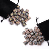 25Pcs Natural Chakra Various Cube Crystals Runes Metal Symbol Fortune-telling Divination Rock Stones