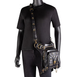 Black Waist Bag Women Gothic Fanny Packs Motorcycle Hip Leg Bag