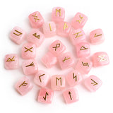 25Pcs Natural Chakra Various Cube Crystals Runes Metal Symbol Fortune-telling Divination Rock Stones