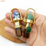 Health Crystal Quartz Rollerball Pendant Point Prism Oil Diffuser Gems Stone Perfume Bottle Glass Vial Urn Charm For Necklace - Pendants