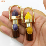 Health Crystal Quartz Rollerball Pendant Point Prism Oil Diffuser Gems Stone Perfume Bottle Glass Vial Urn Charm For Necklace - Pendants