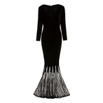 M-3XL Morticia Addams Costume Cosplay Halloween Sexy Gothic Wicked Witch Horror Maxi Lace Floor Dress Mermaid Outfit For Women