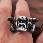 Punk Rock Motorcyclist Skull Ring