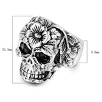 Vintage Flower Skull Ring 316L Stainless Steel Punk Skull Rings