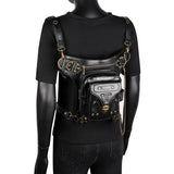 Black Waist Bag Women Gothic Fanny Packs Motorcycle Hip Leg Bag