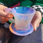 High Quality Reiki Popular Healing Folk Art Natural Rose Opal Quartz Crystal Tea Cup For Gift A set of