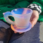 High Quality Reiki Popular Healing Folk Art Natural Rose Opal Quartz Crystal Tea Cup For Gift A set of