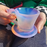 High Quality Reiki Popular Healing Folk Art Natural Rose Opal Quartz Crystal Tea Cup For Gift A set of