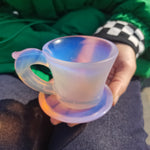 High Quality Reiki Popular Healing Folk Art Natural Rose Opal Quartz Crystal Tea Cup For Gift A set of