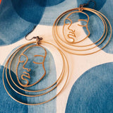 Hoop Face Earrings Brass Hoops Mobile Head Profile Hair Halo Simple Everyday Jewelry Fashion Bohemian Women Gift 2020 New