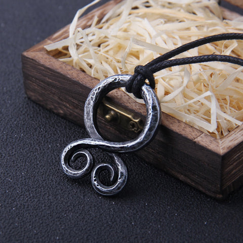 Iron Color Viking Odin Rune Pendant Necklace with Stainless Steel Chain As Men Gift with wooden box