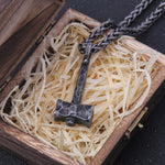 Iron Color Viking hammer Pendant Necklace with Stainless Steel Chain As Men Gift