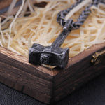 Iron Color Viking hammer Pendant Necklace with Stainless Steel Chain As Men Gift