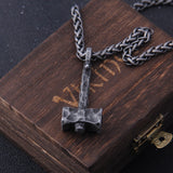 Iron Color Viking hammer Pendant Necklace with Stainless Steel Chain As Men Gift