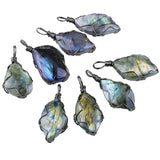 Labradorite Stone Pendant Necklace for Unisex, Handmade Wire Wrapped Irregular Jewelry for Healing