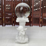 Litte Boy Angel Sacred Pillar Statue Resin Crafts Crystal Ball Base Jade Original Stone Sphere Display Stand for 4~6cm Balls