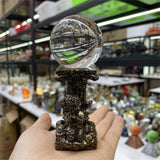 Litte Boy Angel Sacred Pillar Statue Resin Crafts Crystal Ball Base Jade Original Stone Sphere Display Stand for 4~6cm Balls