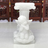 Litte Boy Angel Sacred Pillar Statue Resin Crafts Crystal Ball Base Jade Original Stone Sphere Display Stand for 4~6cm Balls