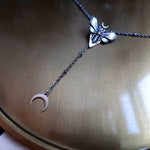 Luna Moth Necklace - Goth Crescent Moon Necklace - Witch Jewelry