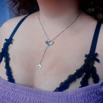 Luna Moth Necklace - Goth Crescent Moon Necklace - Witch Jewelry