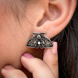 Luna Moth Stud Earrings Silver Color Moon Phase Earrings