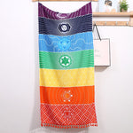 Chakra Tapestry Meditation Yoga Rug Towels Mexico Chakras Tassel Striped Floor Mat 59 in (Soft Microfiber 59x30in)