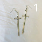 Medieval Worship Sword Earrings Witch or Pagan Alternative Goth  Silver Plated Classic Women Fashion Gift Jewelry