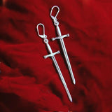 Medieval Worship Sword Earrings Witch or Pagan Alternative Goth  Silver Plated Classic Women Fashion Gift Jewelry