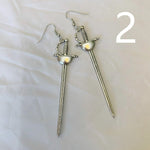 Medieval Worship Sword Earrings Witch or Pagan Alternative Goth  Silver Plated Classic Women Fashion Gift Jewelry