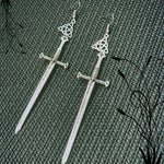 Medieval Worship Sword Earrings Witch or Pagan Alternative Goth  Silver Plated Classic Women Fashion Gift Jewelry