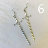 Medieval Worship Sword Earrings Witch or Pagan Alternative Goth  Silver Plated Classic Women Fashion Gift Jewelry