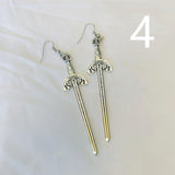 Medieval Worship Sword Earrings Witch or Pagan Alternative Goth  Silver Plated Classic Women Fashion Gift Jewelry