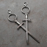 Medieval Worship Sword Earrings Witch or Pagan Alternative Goth  Silver Plated Classic Women Fashion Gift Jewelry