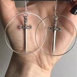 Medieval Worship Sword Earrings Witch or Pagan Alternative Goth  Silver Plated Classic Women Fashion Gift Jewelry