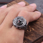 Men Ring Punk Gold Lion Ring 316L Stainless steel Biker Round Animal Rings Jewelry Party Power Design high quality Jewely