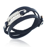 Genuine Leather Metal Razorblade  Punk Gothic Rock Bangle Bracelet