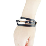 Genuine Leather Metal Razorblade  Punk Gothic Rock Bangle Bracelet