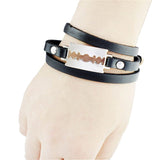 Genuine Leather Metal Razorblade  Punk Gothic Rock Bangle Bracelet