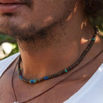 Mens Tribal Necklace, Mens Surf Necklace, Mens Boho Necklace Mens Necklace, Tiger's Eye Black Onyx Mens Necklace