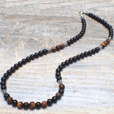 Mens Tribal Necklace, Mens Surf Necklace, Mens Boho Necklace Mens Necklace, Tiger's Eye Black Onyx Mens Necklace