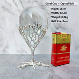 Metal Display Stand for Crystal Glass Lens Ball Large Divination Photography Lensball Base Magic Sphere Globe Holder + Ball