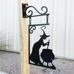 Metal Vintage Witch Shape Cast Iron Garden Corner Sign Mysterious Witch Statue Witch Decorative Figures Ghosts Doorframe Decor - Figurines &amp; Miniatures