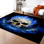 Modern 3D Large Area Rugs Flame Skull Gothic Rectangular Carpets blue flame Anti slip Decorative Floor Mat for Home Room 5Size